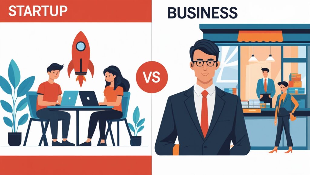 difference between startup and business